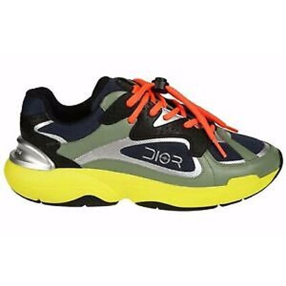 Dior Mens B24 Sorayama Black Yellow Green Low Top Lace Up Tie Flat Sneakers 41 8 - Picture 3 of 11